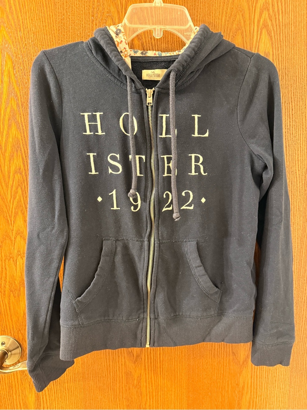 VTG Y2K Hollister Dark Navy Zip Hoodie with Logo